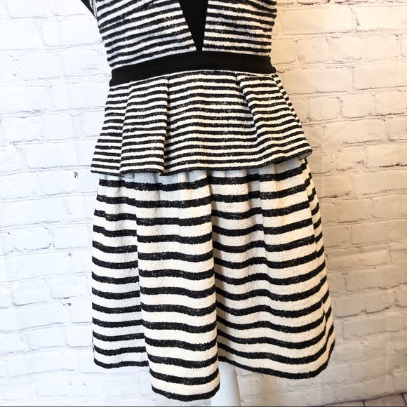 BCBG black & white Piper striped peplum dress - Picture 4 of 8